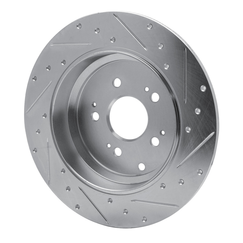 Acura MDX Brake Rotor (1) - Rear Left - R1 Concepts - Drilled & Slotted - Silver - `07-`17